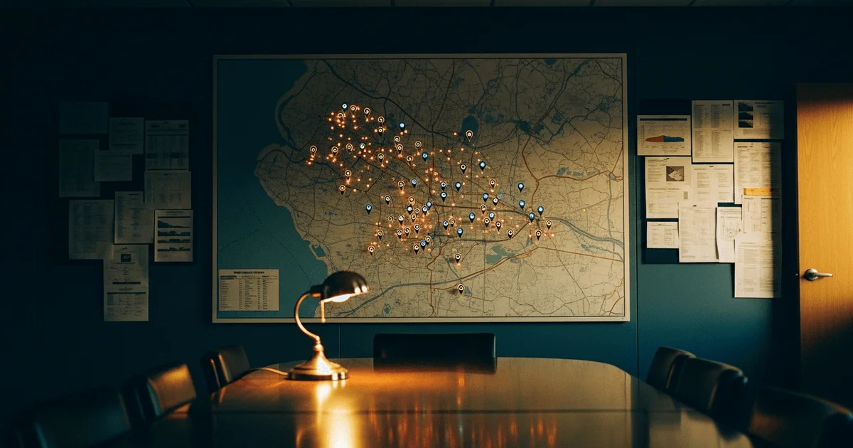 Law firm marketing strategy analysis showing channel allocation data across 210 US markets