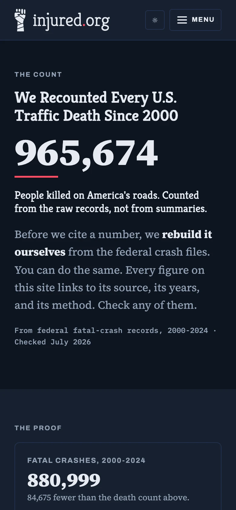 injured.org, built and operated by Taqtics: Mobile