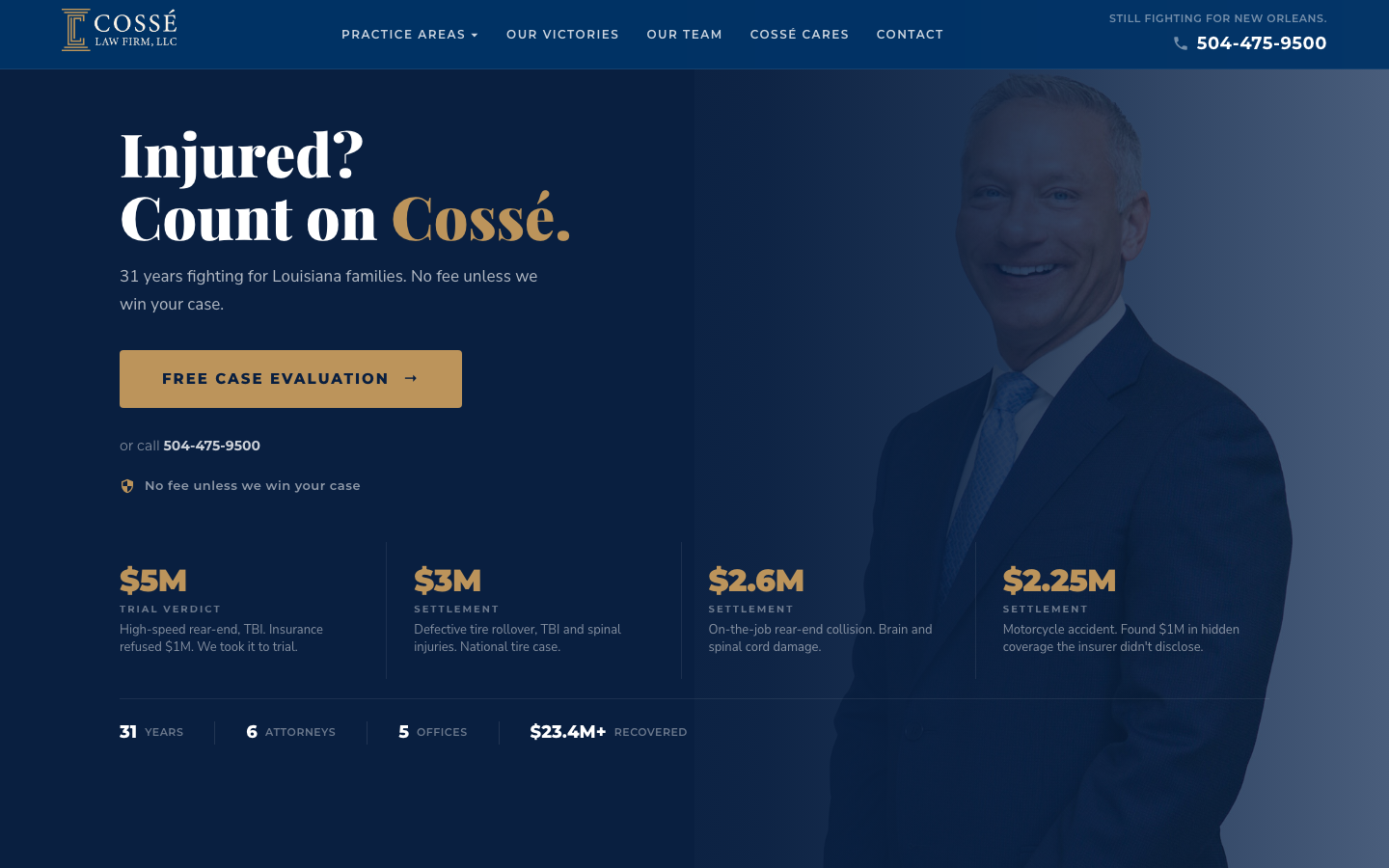 Cossé Law Firm website screenshot