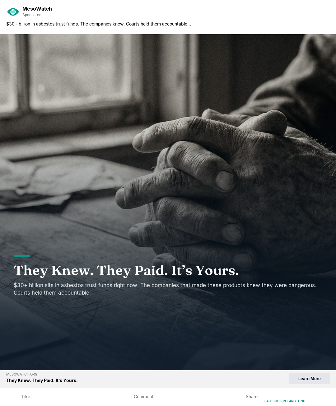 Facebook retargeting ad: Trust fund information