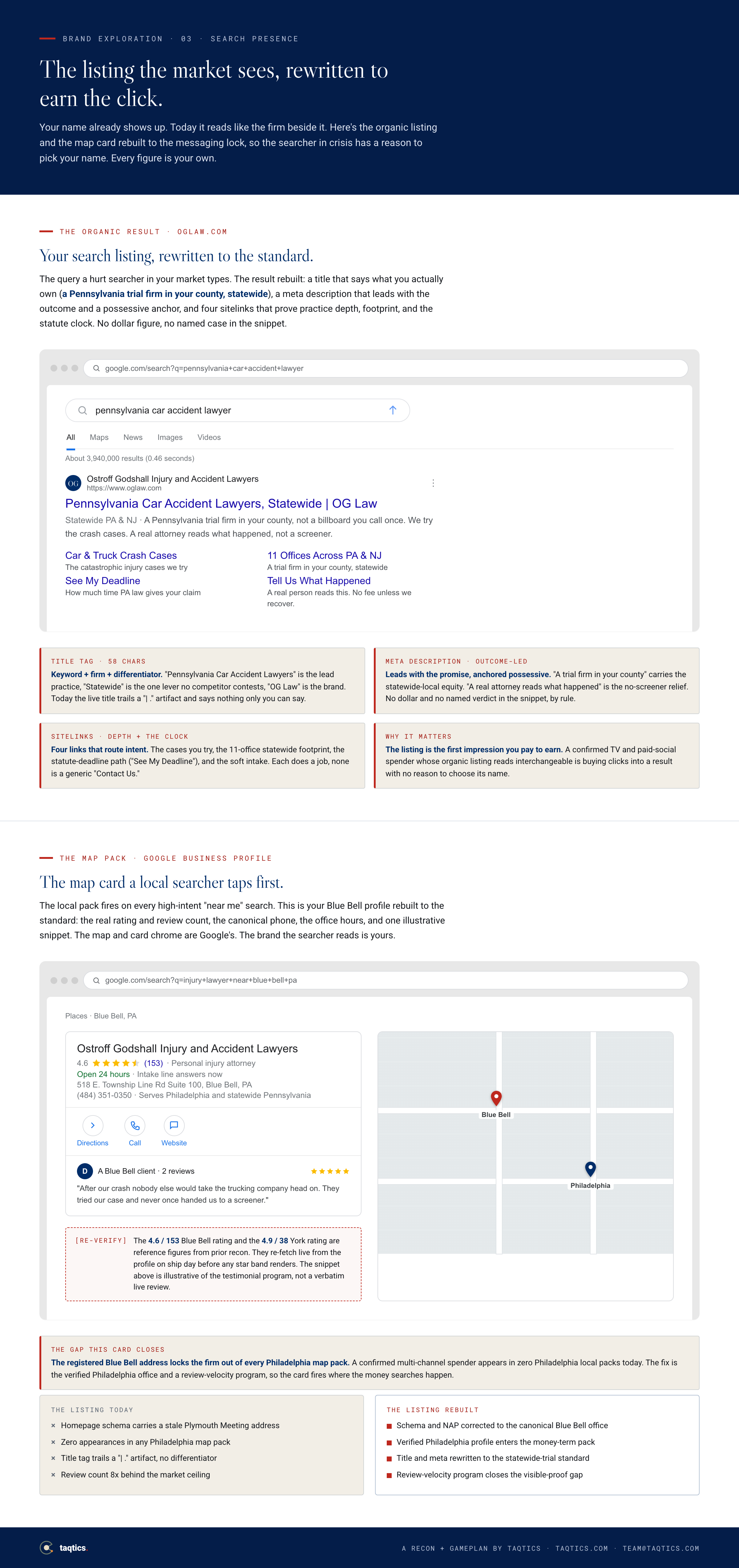 Search and local-pack treatment